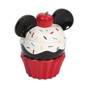 DISNEY Mickey Mouse Cupcake Sprinkles Collector Cookie Jar Canister Ceramic NEW